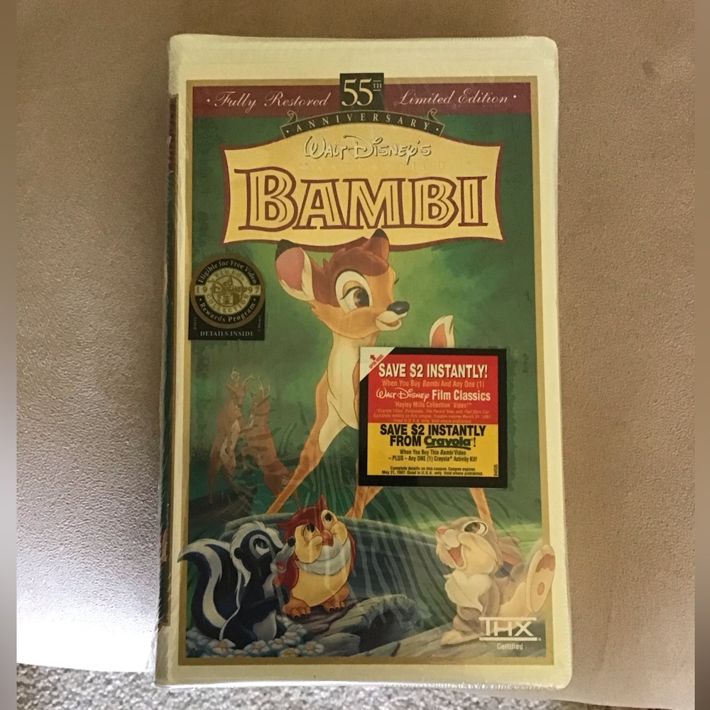 Rare Walt Disney's Bambi VHS 55th Anniversary Edition unopened